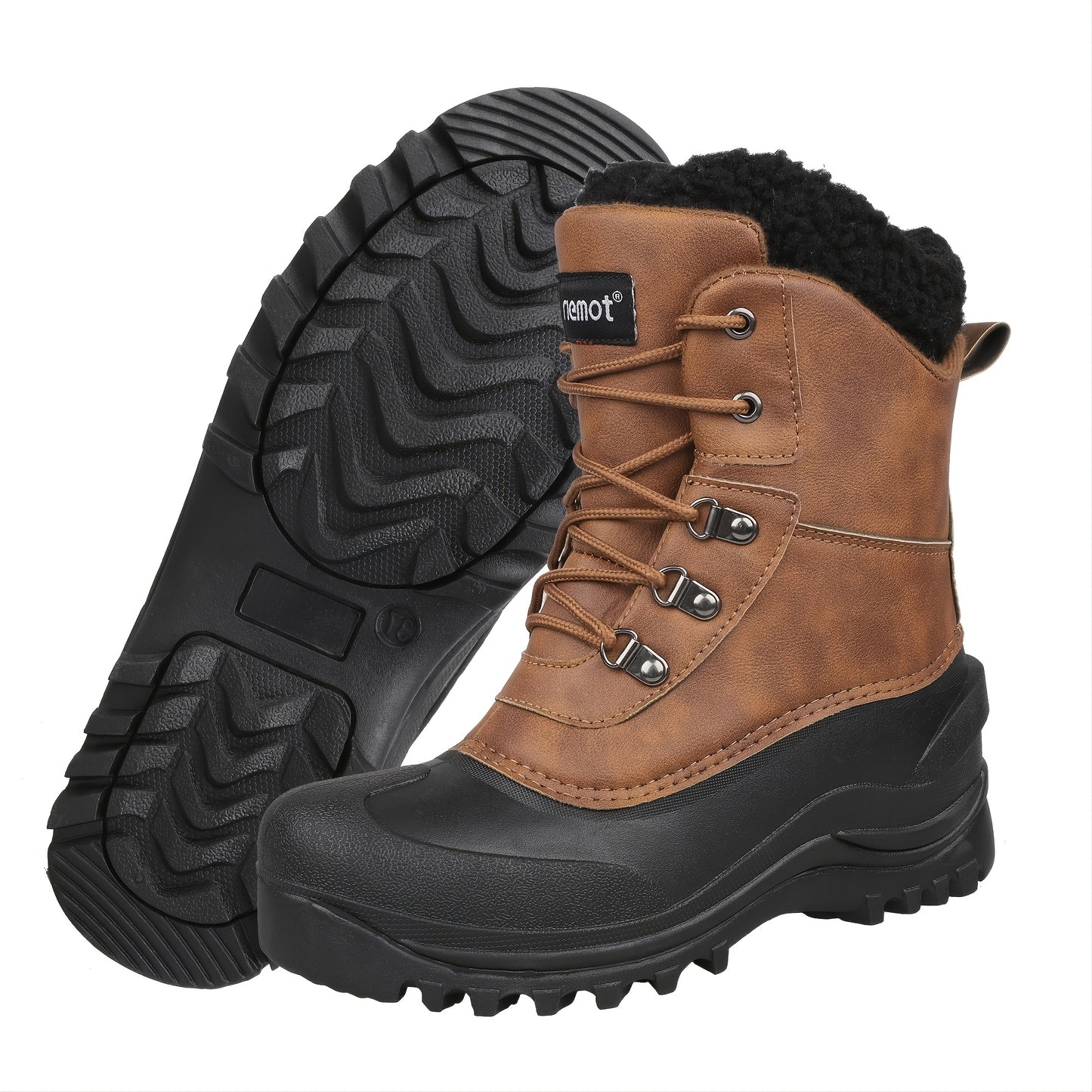 [Popular Choice] Riemot Men's High Quality Snow Boots - Durable, Non-Slip Traction Sole for Hiking, Trekking & Gardening - Warm Fleece Lined Ankle Support, Lace-Up Closure- Versatile All-Season Outdoor Footwear