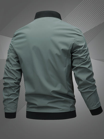 Men'S Letter Embroidered Casual Bomber Jacket