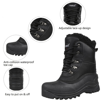 [Popular Choice] Riemot Men's High Quality Snow Boots - Durable, Non-Slip Traction Sole for Hiking, Trekking & Gardening - Warm Fleece Lined Ankle Support, Lace-Up Closure- Versatile All-Season Outdoor Footwear
