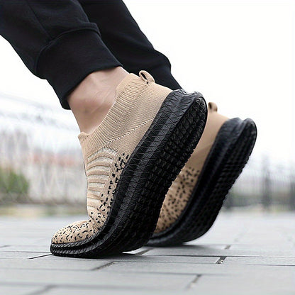 Lightweight Breathable Running Shoes] Men's Slip On Breathable Lightweight Running Shoes, Outdoor Casual Walking Shoes Men's Sneakers