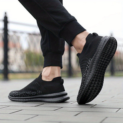 Lightweight Breathable Running Shoes] Men's Slip On Breathable Lightweight Running Shoes, Outdoor Casual Walking Shoes Men's Sneakers