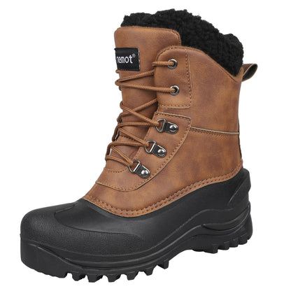 [Popular Choice] Riemot Men's High Quality Snow Boots - Durable, Non-Slip Traction Sole for Hiking, Trekking & Gardening - Warm Fleece Lined Ankle Support, Lace-Up Closure- Versatile All-Season Outdoor Footwear