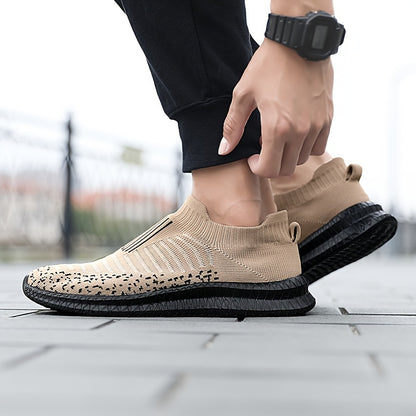 Lightweight Breathable Running Shoes] Men's Slip On Breathable Lightweight Running Shoes, Outdoor Casual Walking Shoes Men's Sneakers