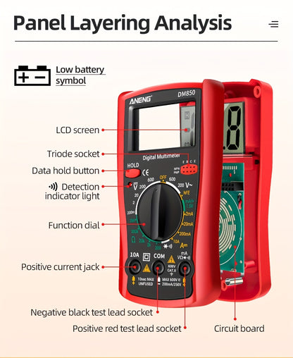 ANENG DM850 Automatic Professional Digital Multimeter 1999 Counts Auto AC/DC Votage Tester Ohm Current Ammeter Detector Tool Without battery