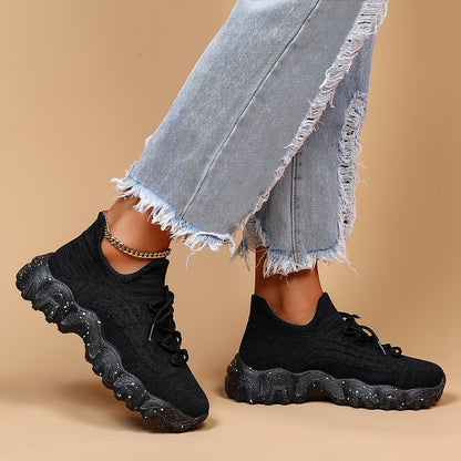 Women'S Casual Sports Sneakers, Striped Low Top Slip-On Shoes with Round Toe, Non-Slip Rubber Sole, Fabric Upper & Inner, All-Season Spring Footwear