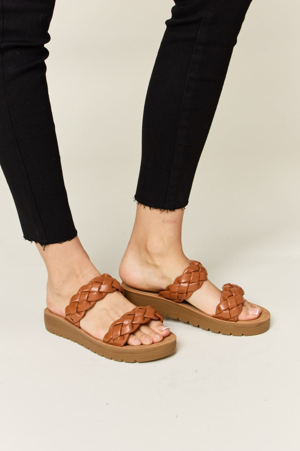 WILD DIVA Woven Dual Band Platform Sandals-4