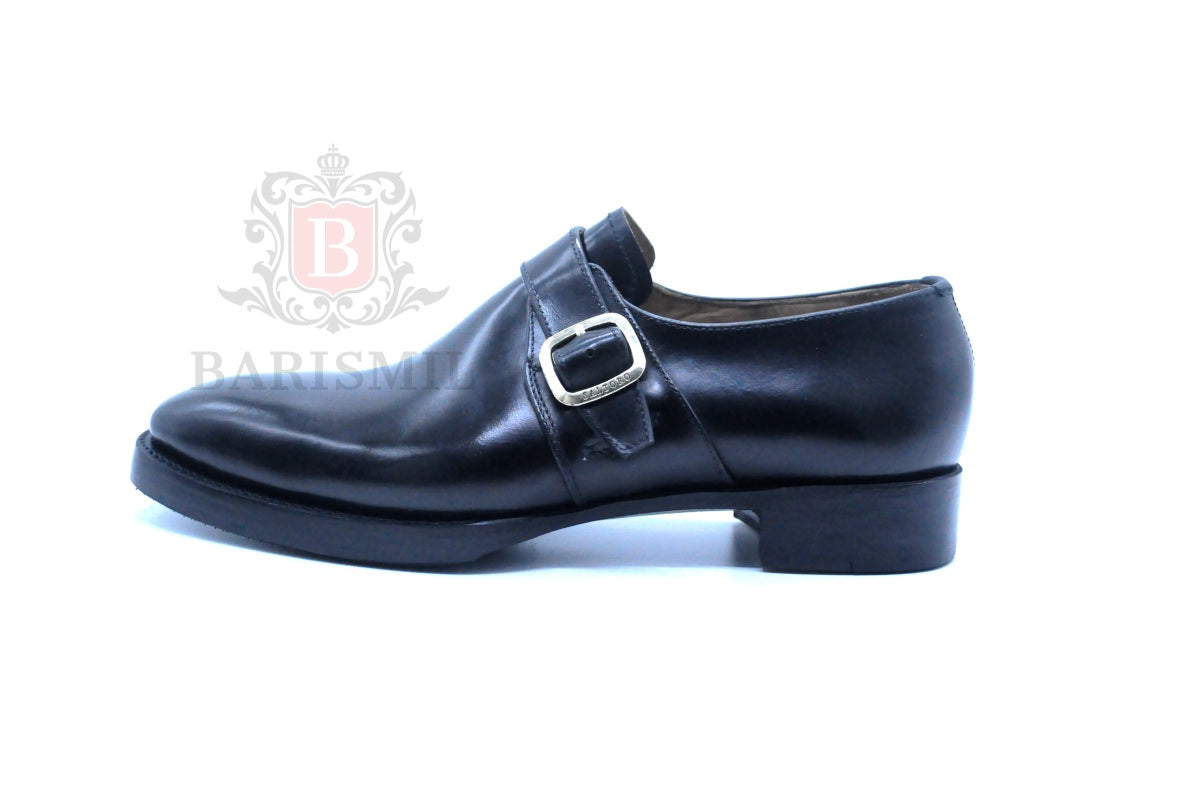 Smith - Black Single Strap Monk Shoes-4