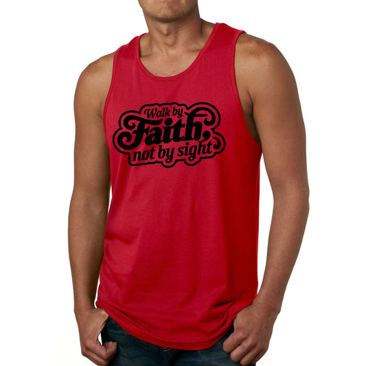 Mens Fitness Tank Top Graphic T-shirt Walk by Faith - not by Sight-1