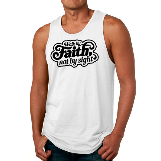 Mens Fitness Tank Top Graphic T-shirt Walk by Faith - not by Sight-0