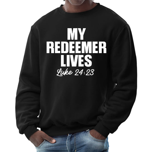 Mens Graphic Sweatshirt - my Redeemer Lives Print-0