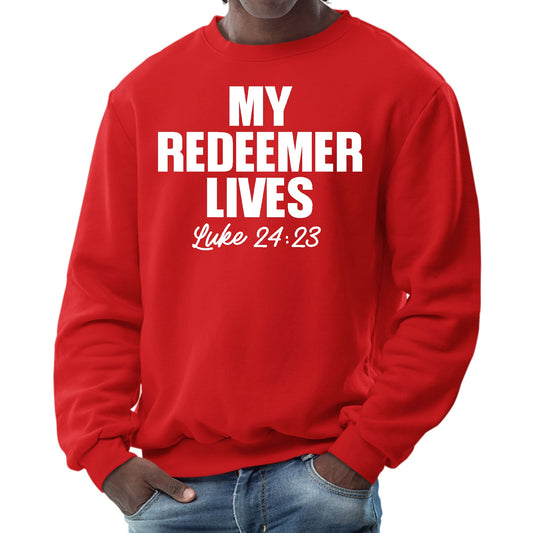 Mens Graphic Sweatshirt - my Redeemer Lives Print-1
