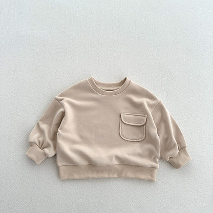 Arrival Kids Unisex Soft Comfortable Long Sleeves Solid Color Top Casual Pullover-3