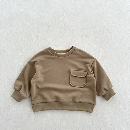 Arrival Kids Unisex Soft Comfortable Long Sleeves Solid Color Top Casual Pullover-4