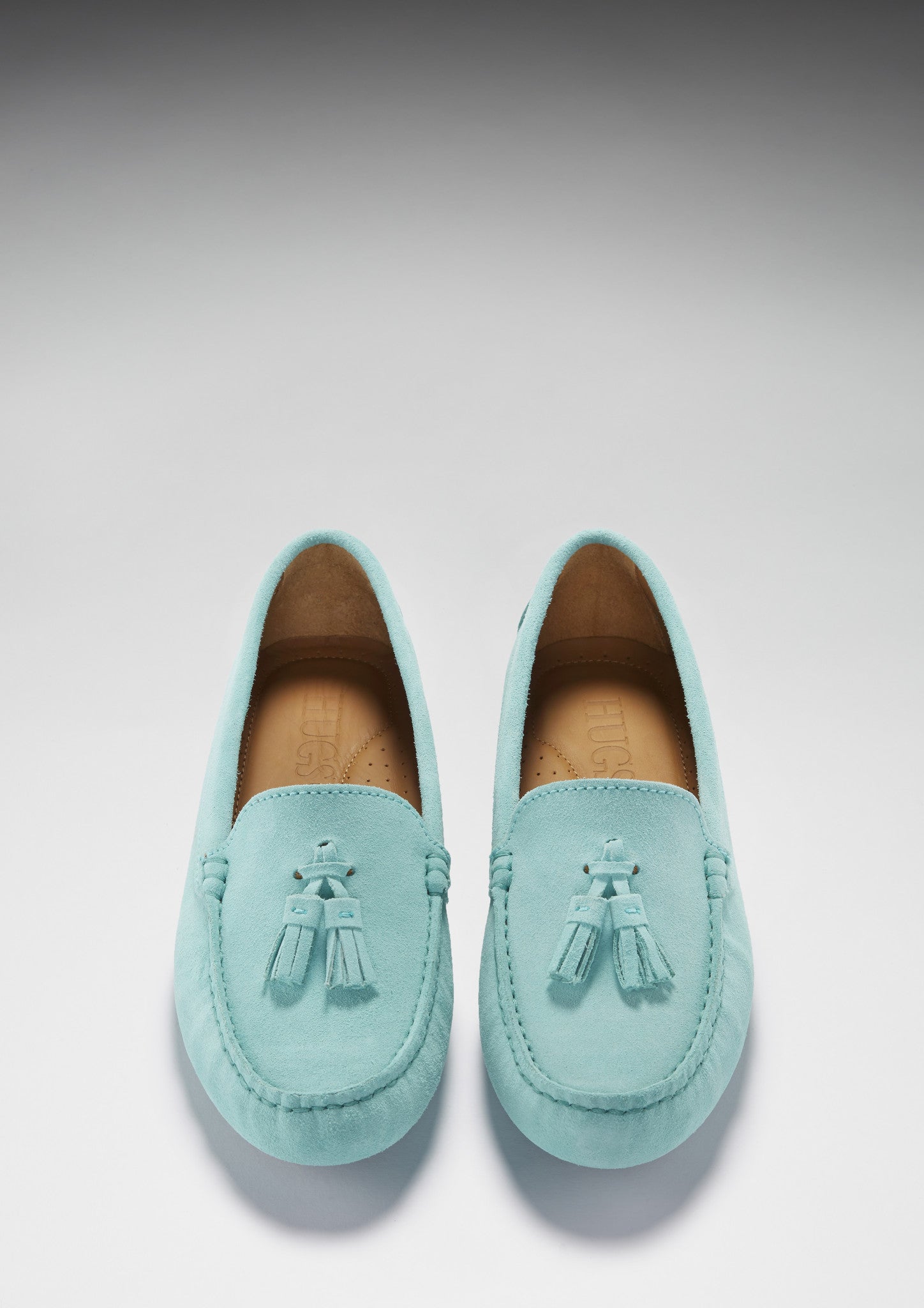 Women's Tasselled Driving Loafers, aqua suede-2