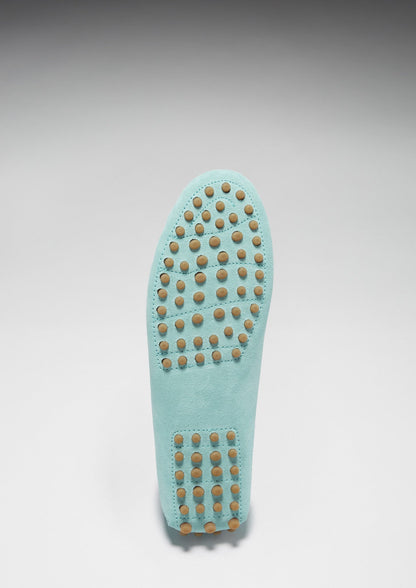Women's Tasselled Driving Loafers, aqua suede-4