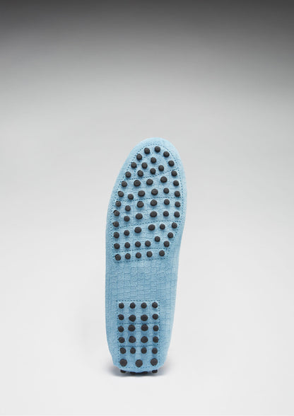 Women's Tasselled Driving Loafers, blue embossed suede-2