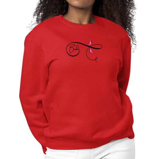 Womens Graphic Sweatshirt Bride - Wedding Bridal Pink Butterfly-1