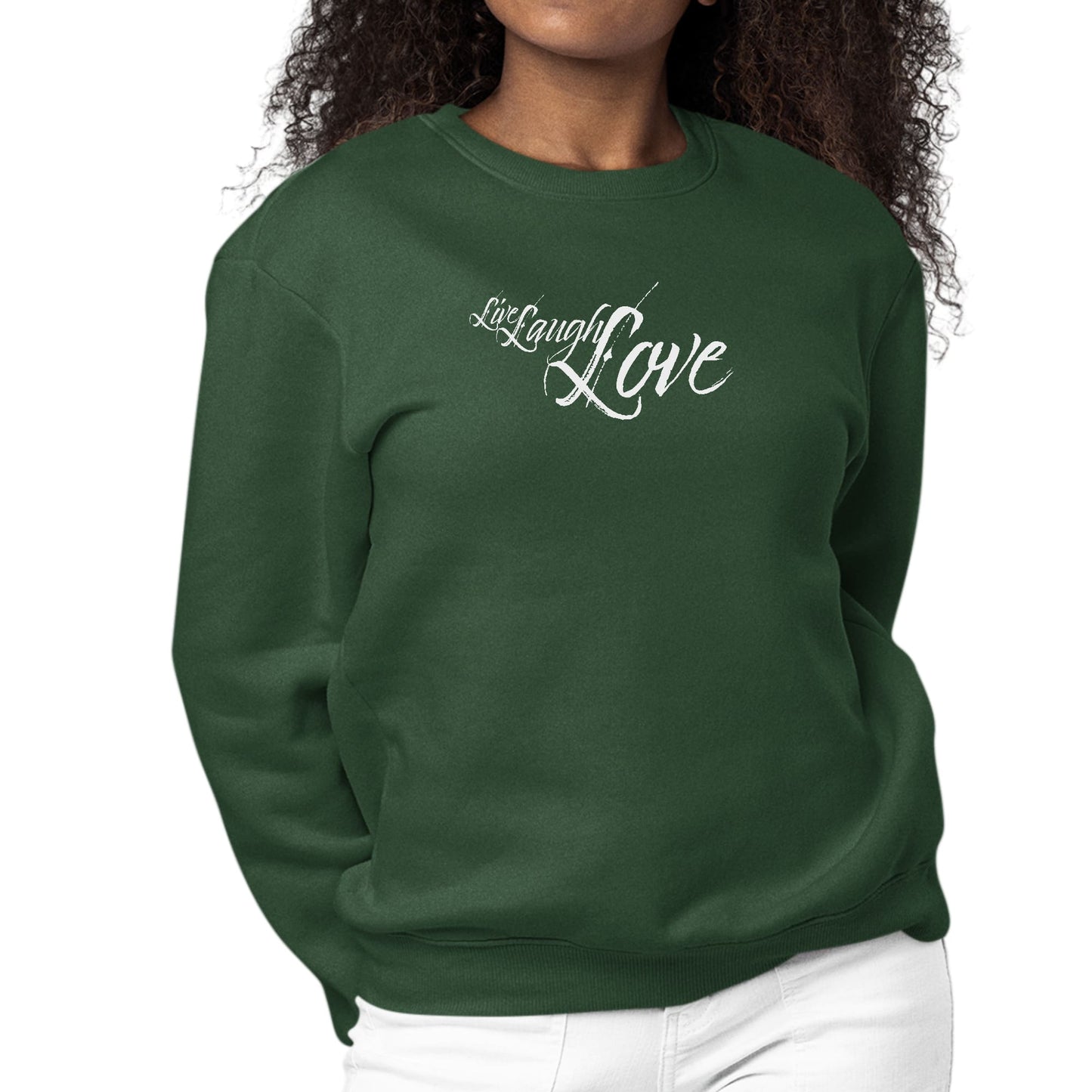 Womens Graphic Sweatshirt Live Laugh Love Light Grey-4