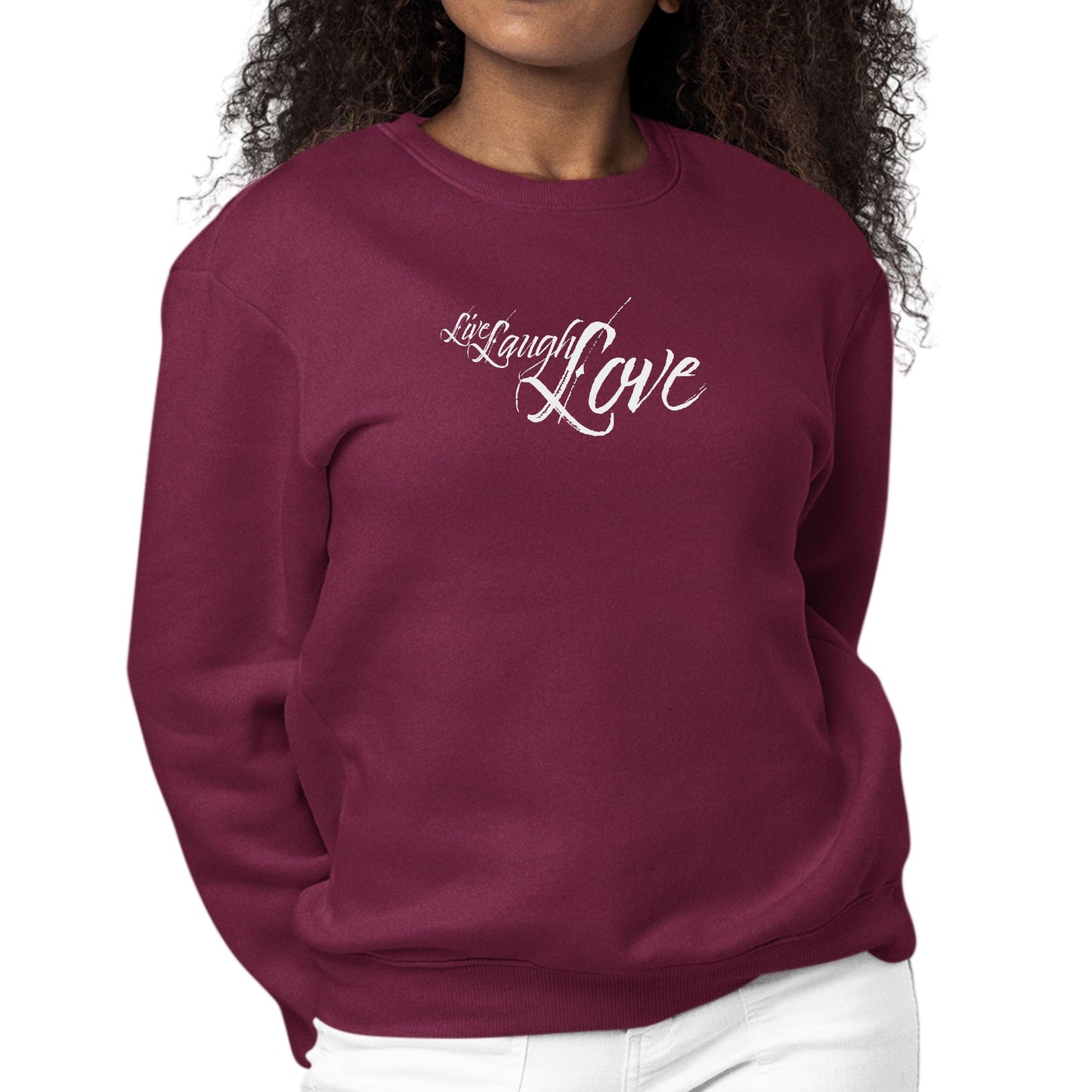 Womens Graphic Sweatshirt Live Laugh Love Light Grey-5