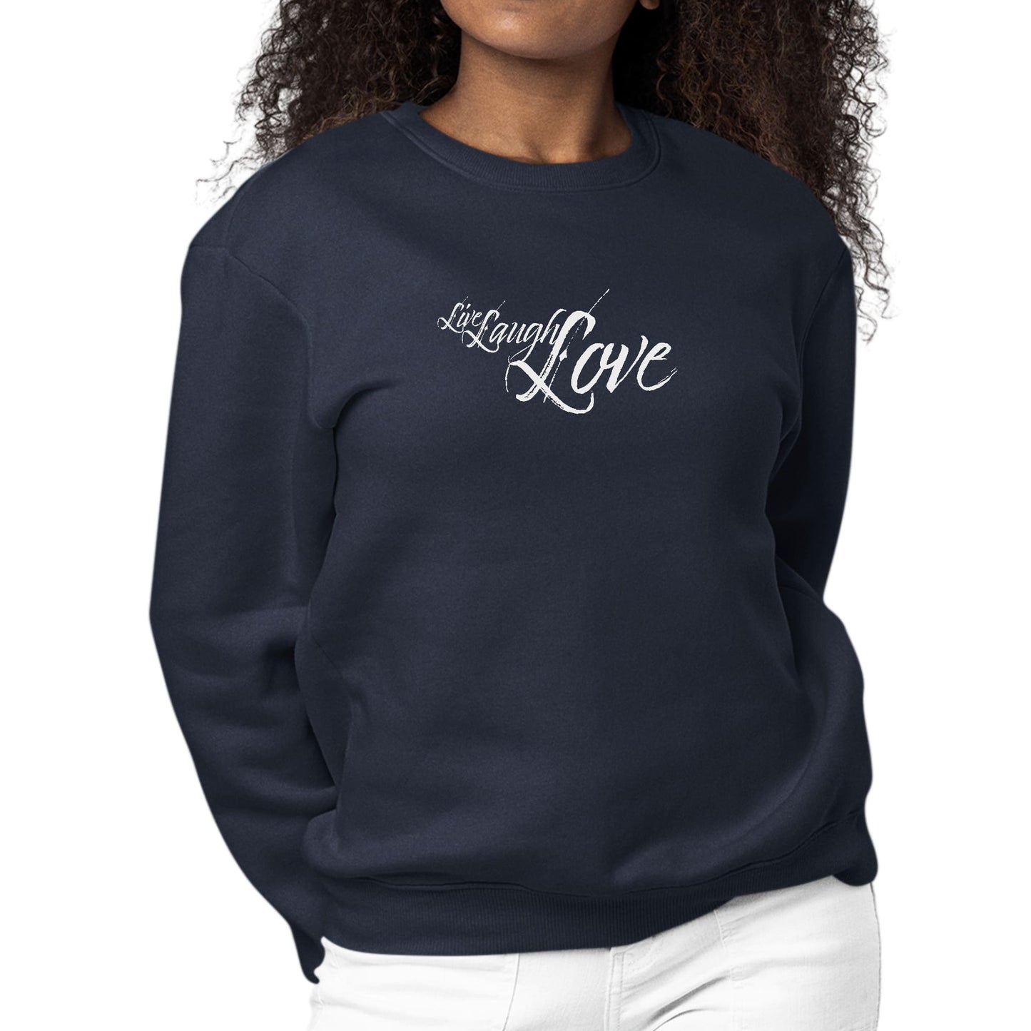 Womens Graphic Sweatshirt Live Laugh Love Light Grey-2