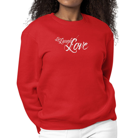Womens Graphic Sweatshirt Live Laugh Love Light Grey-1