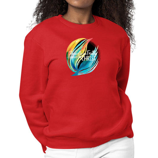 Womens Graphic Sweatshirt Strength in Faith - Courage in Christ-1