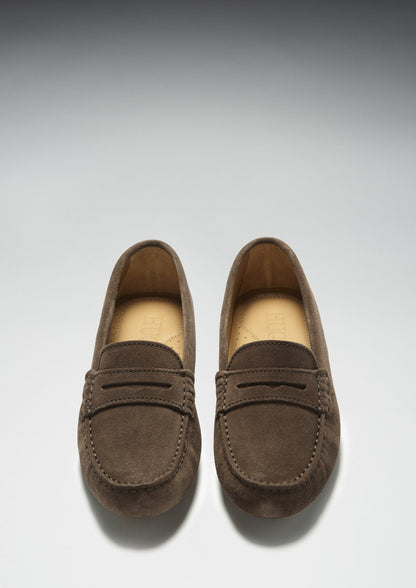 Women's Penny Driving Loafers, brown suede-2